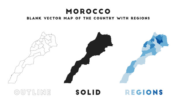 Morocco map. Borders of Morocco for your infographic. Vector country shape. Vector illustration.