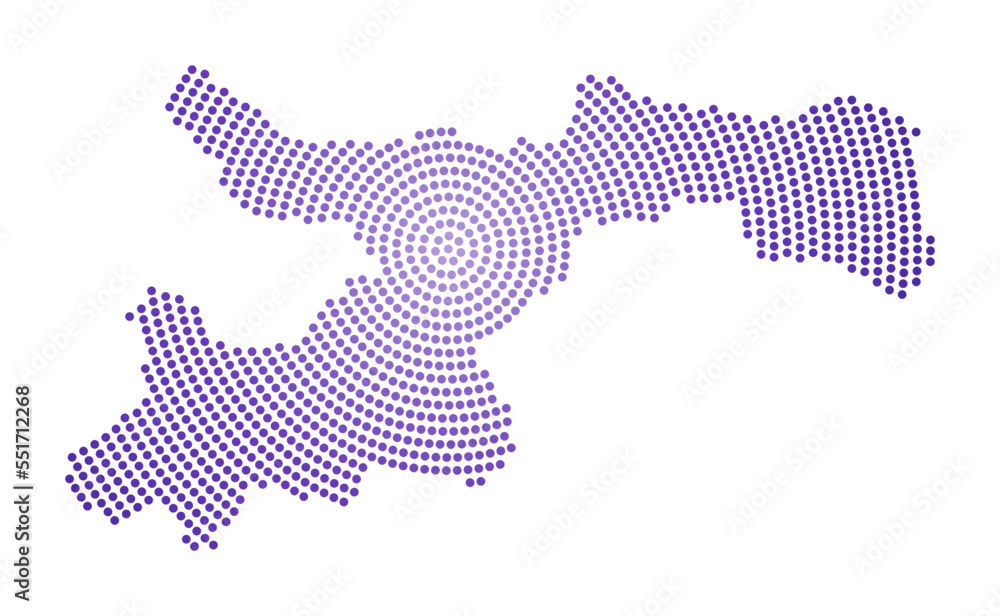 Poster norman island dotted map. digital style shape of norman island. tech icon of the island with gradien
