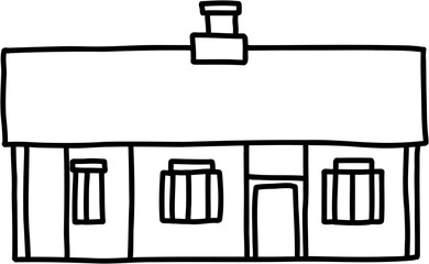 doodle freehand drawing of a retro house.