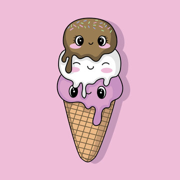 illustration art cute doodle ice cream character design