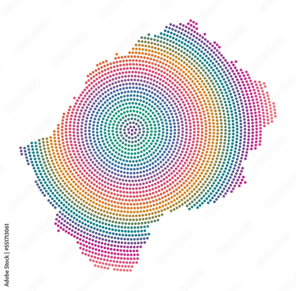 Poster lesotho dotted map. digital style shape of lesotho. tech icon of the country with gradiented dots. c