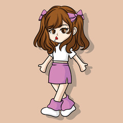 illustration art cute chibi girl with candy character design
