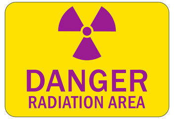 Obraz premium Radiation area warning sign and labels danger