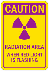 Obraz premium Radiation area warning sign and labels radiation area when light is flashing