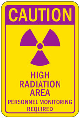 Obraz premium Radiation area warning sign and labels high radiation area