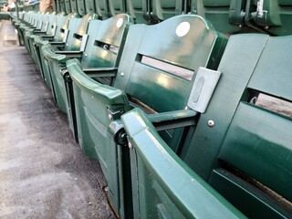 Rows of audience seats inside a stadium