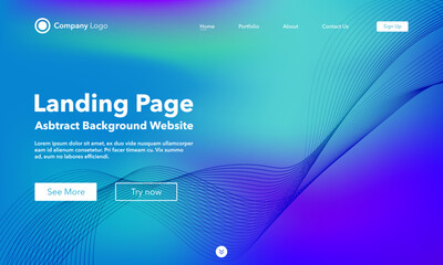 Fototapeta premium Landing Page. Abstract wave background website. Template for websites, or apps. Modern design. Abstract vector style