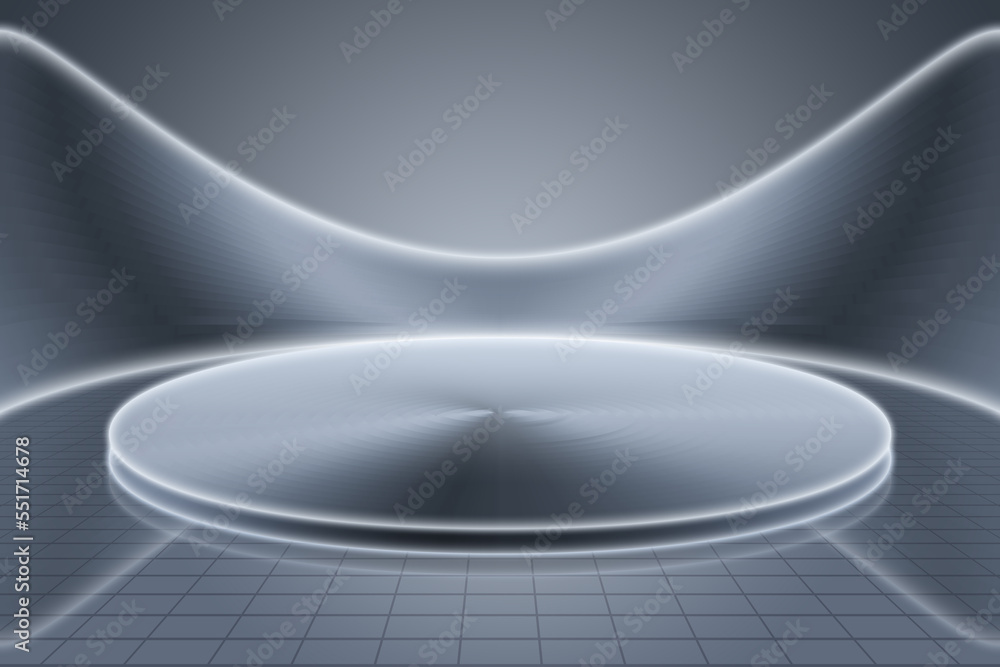 Poster 3d rendering silver gray product display exhibition future science and technology spatial background