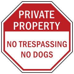 stop sign and labels private property on trespassing, authorized personnel only, do not enter, under security system