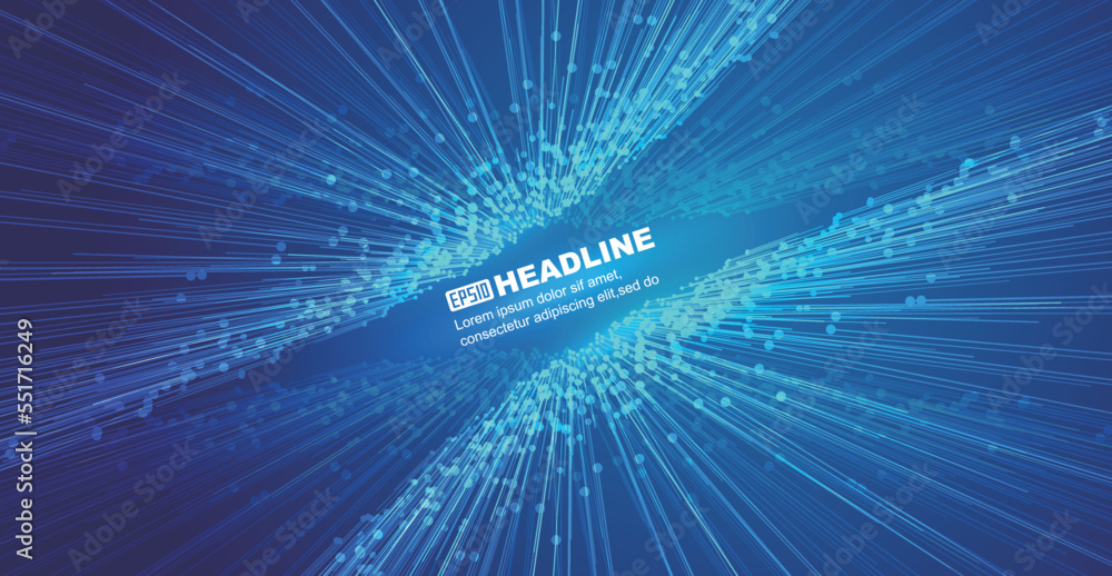 Poster the blue dot line extends symmetrically to converge the big data vector background of internet techn