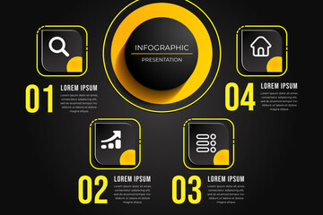 Creative infographic concept vector template illustration. Business infographic with 4 steps concept.