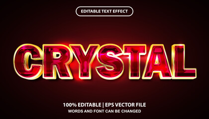 Crystal text, red glossy effect with gold elements, luxury editable text effect template