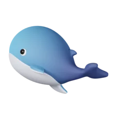 Papier Peint photo Baleine Blue whale isolated. Sea and beach minimal cartoon icon. Summer vacations and sea lifestyle theme. 3D render illustration.