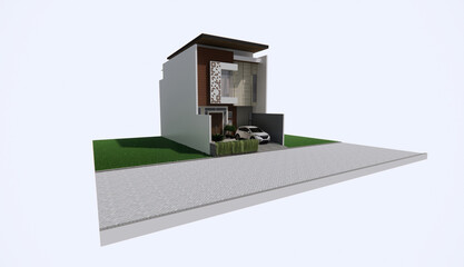 3d illustration modern house in sidoarjo