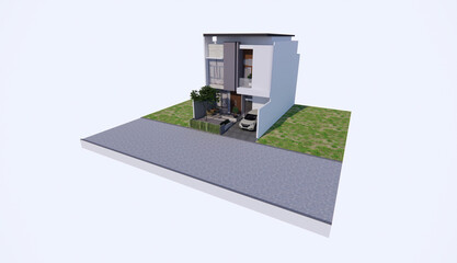 3d illustration modern house in sidoarjo