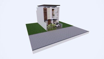 3d illustration modern house in sidoarjo