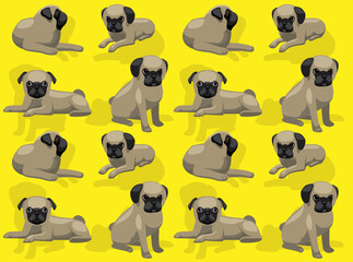 Fototapeta premium Dog Pug Character Seamless Wallpaper Background