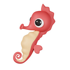 Cute cartoon Sea horse isolated. Sea and beach minimal icon. Summer vacations and sea lifestyle theme. 3D render illustration. © ThxQ