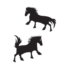 Black horse animal logo design . icon logo . silhouette logo 