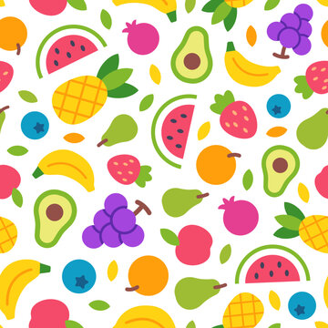 Vector Seamless Pattern with Cute Fruits