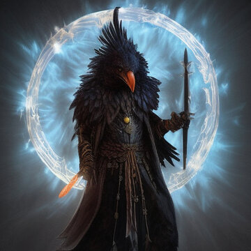Aarakocra wizard casting shield