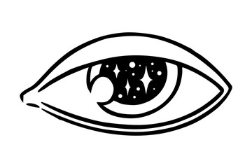 Illuminati eye of free mason secret society. Tarot third eye with galaxy inside. Vector illustration isolated in white background