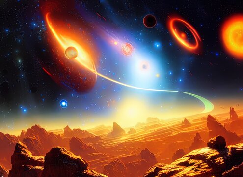 Procyon Binary Star System Space Art Depiction