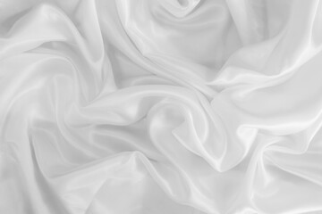 Fototapeta premium White cloth background abstract with soft waves, closeup texture of cloth