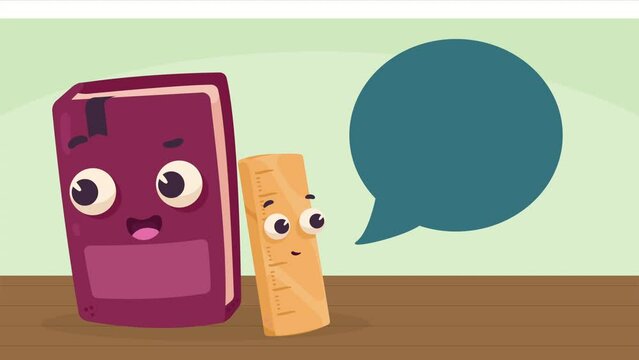 book and rule school supplies kawaii characters