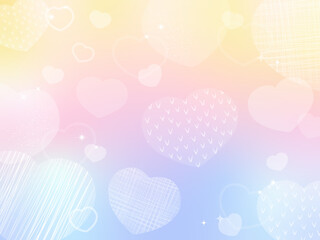 カラフルなハートの背景、愛のおしゃれな枠
