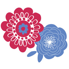 Red Blue Flowers no background transparent PNG