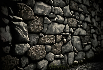 Backdrop of a little stone textured wall. Generative AI
