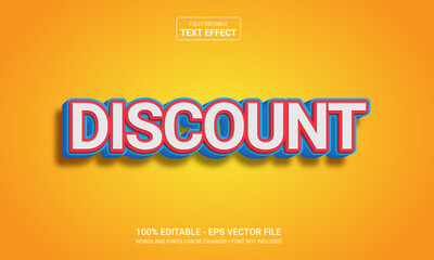 Editable text effect discount 3d cartoon template stlye modren premium vector