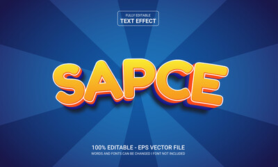 Editable 3d text effect Space cartoon template stlye modren concept premium vector