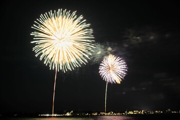 日本の島根県で開催される水郷祭の花火
