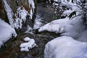 川　雪　冬　寒い