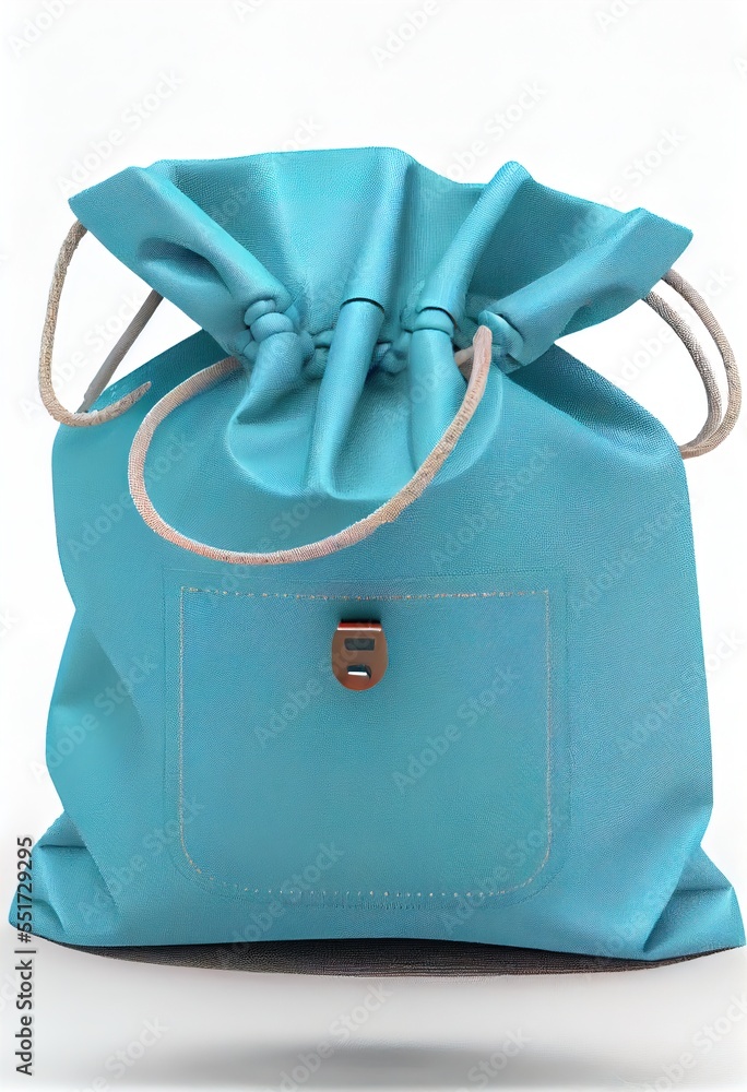 Aufkleber a blue bag with a handle and a drawstring on the front of it. generative ai