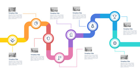 Company milestone timeline infographic is colorful.