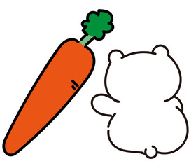 A carrot and a cute baby bear, png