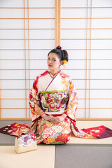 振袖を着た女性　kimono