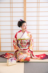 振袖を着た女性　kimono