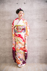 振袖を着た女性　kimono