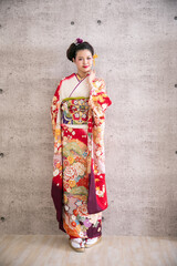 振袖を着た女性　kimono
