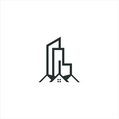 Building construction abstract business logo. Geometric line logo inspiration. Vector template on the white background.