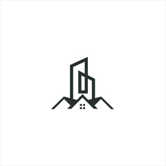 Building construction abstract business logo. Geometric line logo inspiration. Vector template on the white background.