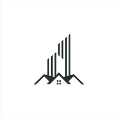Building construction abstract business logo. Geometric line logo inspiration. Vector template on the white background.