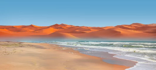 Schilderijen op glas Namib desert with Atlantic ocean meets near Skeleton coast -  Namibia, South Africa © muratart