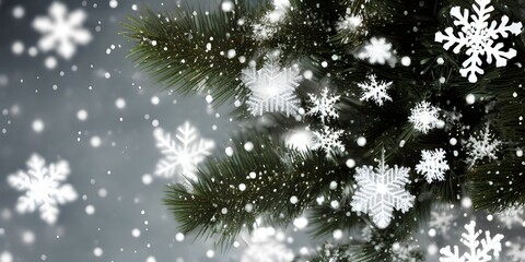 Generative AI New Year and Christmas card with Christmas trees on a winter background
