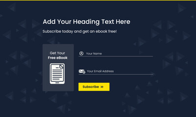 Subscribe now and get your free eBook showing name and email, for subscription purposes with abstract background for website footer,  mailer, social media, online teaching, blog, forum, newsletter.