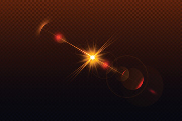 Golden transparent light lens flares streaks.